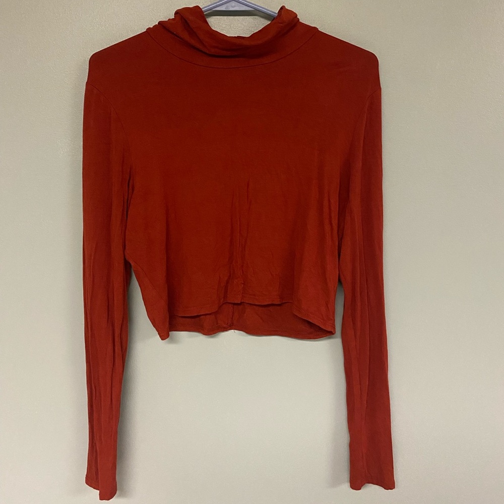 Burnt Orange Cropped Long Sleeve Shirt
